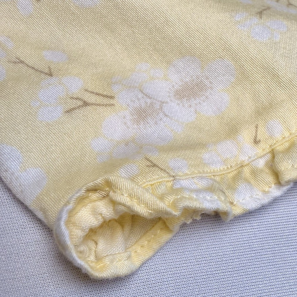 Women's Cotton Lounge Pants Lemon Yellow Floral Ruffle Hem M Cottagecore Dainty